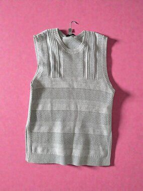 COTTON BY AUTUMN CASHMERE White 100% Cotton Knit Tank Top Size Small